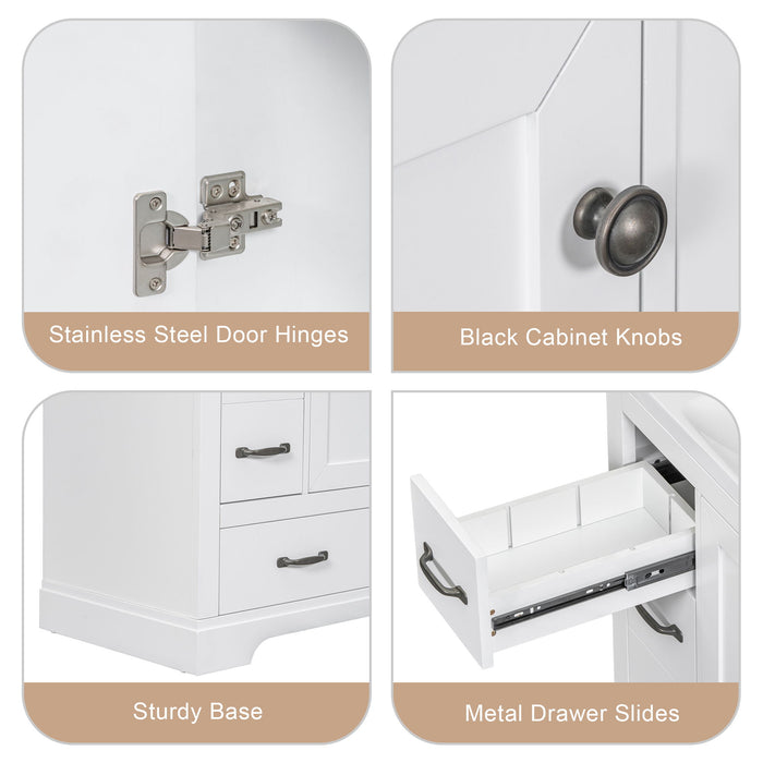 Modern Bathroom Vanity With Sink, 6 Drawers, Adjustable Shelf