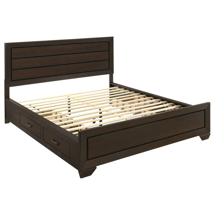 Kauffman - Queen Storage Panel Bed With Side Drawers - Dark Brown