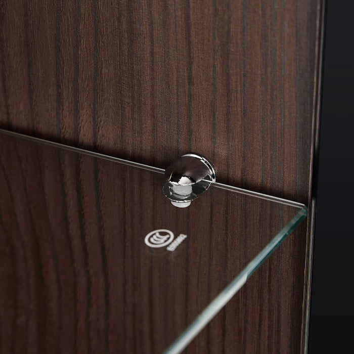 Modern Minimalist Tall Lighted Display Cabinet With Tempered Glass Door - Black / Dark Walnut