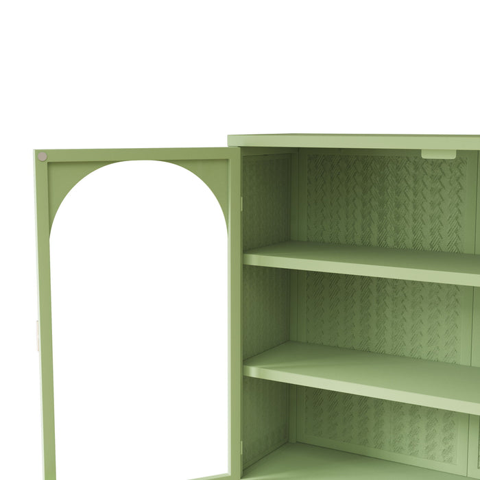 2 Door Wall Cabinet With 3 Tier Storage - Green