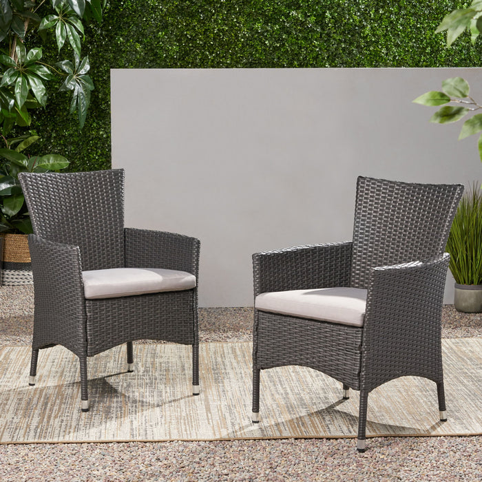 Dimensional Outdoor Dining Chair With Cushion Seat And Iron Frame (Set of 2)