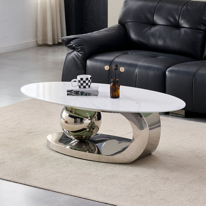Oval Coffee Table With Geometric Precision