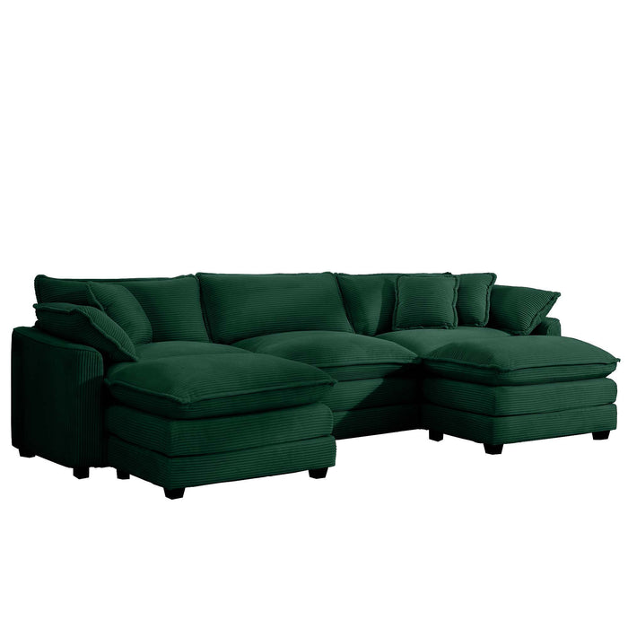 Modern Modular Cushion Sofa With Ottoman, Low Back, Deep Seating Sofa Set