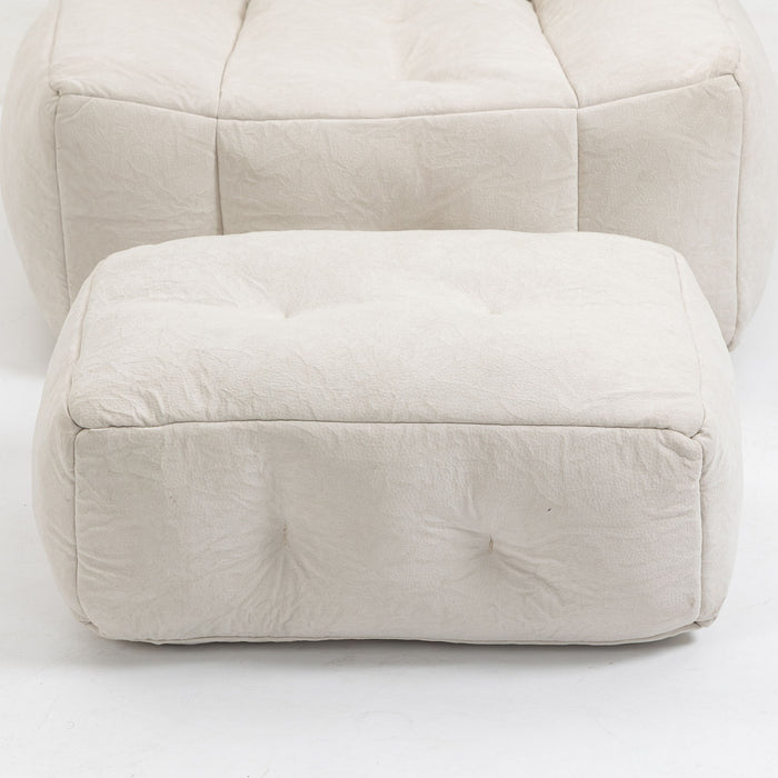 Modern Indoor Fluffy Bean Bag Chair With Memory Foam And Ottoman, Super Soft