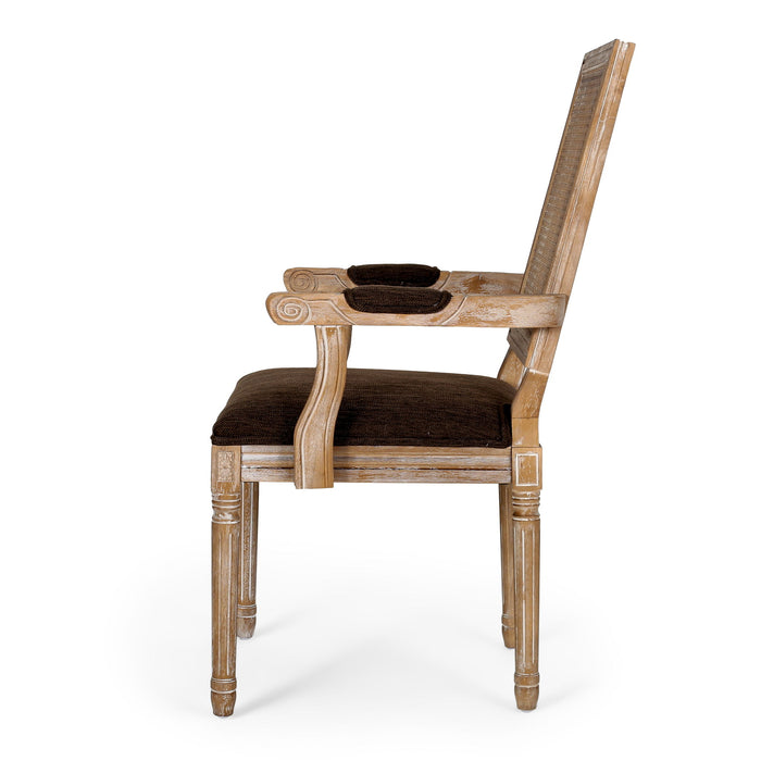 Upholstered Dining Chair With Cane Backrest
