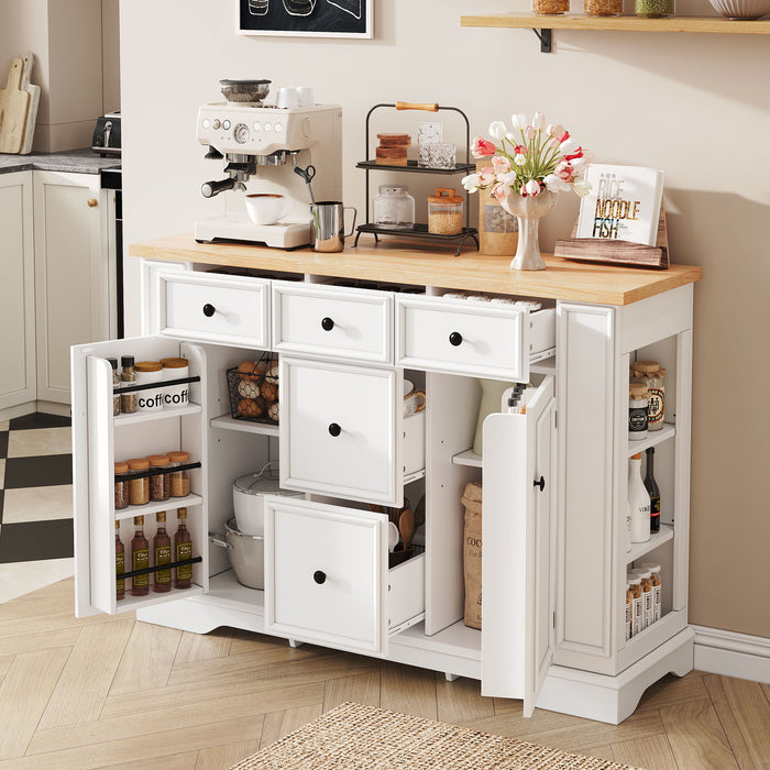 Sideboard Buffet Cabinet With 5 Drawers, 2 Cabinets, Adjustable Shelves