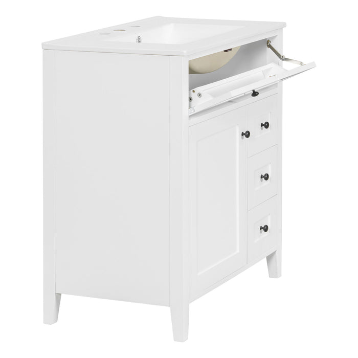Bathroom Vanity With Sink, 3 Drawers And Adjustable Shelf