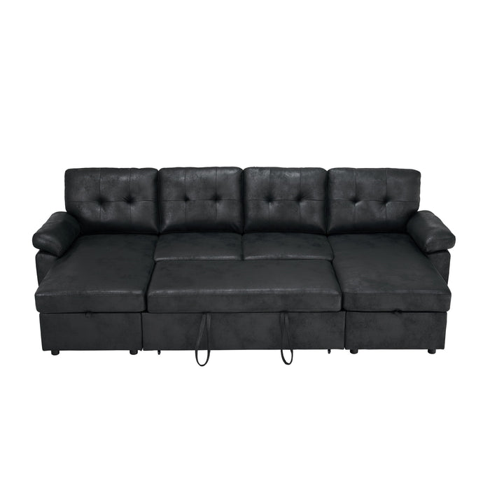Convertible Sectional Sofa Bed With Pull Out Sleeper And Storage