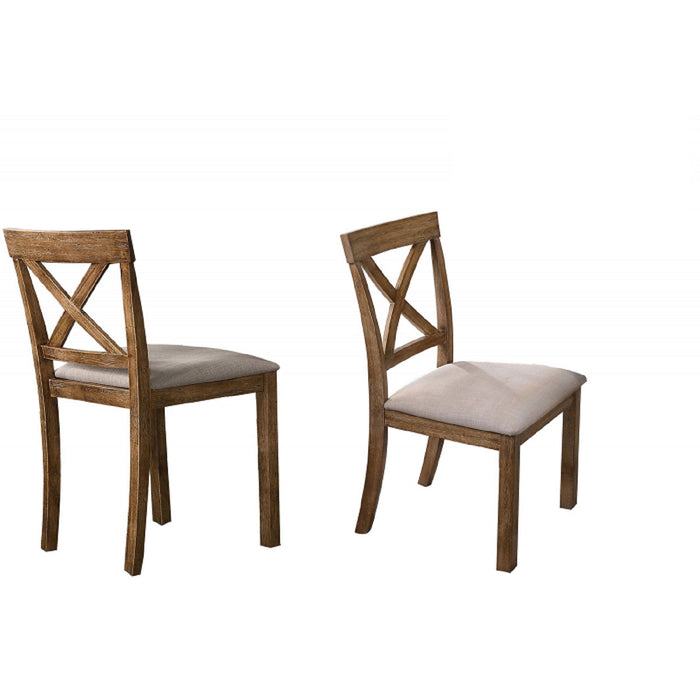 Dining Chair With Open X Back (Set of 2) - Brown / Beige