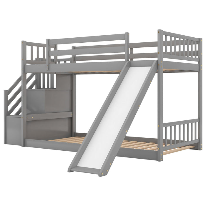 Bunk Bed With Convertible Slide And Stairway
