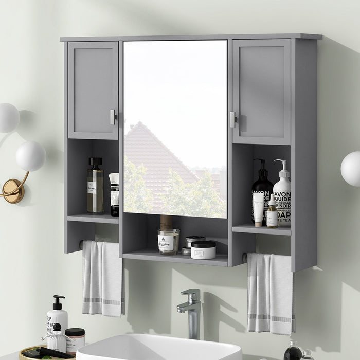 Wall Mounted Bathroom Storage Cabinet With Mirror, Medicine Cabinet With Towel Bar