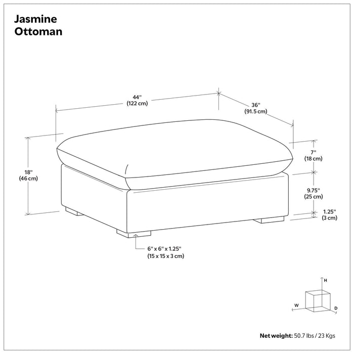 Jasmine - Ottoman - Gray