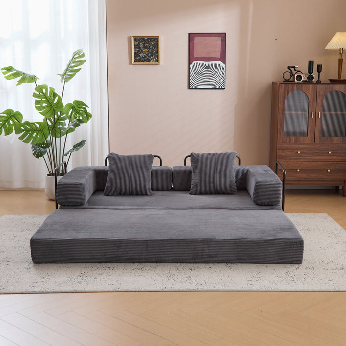 Floor Couch, Convertible Floor Sofa Bed With Pillow Back Support Armrest