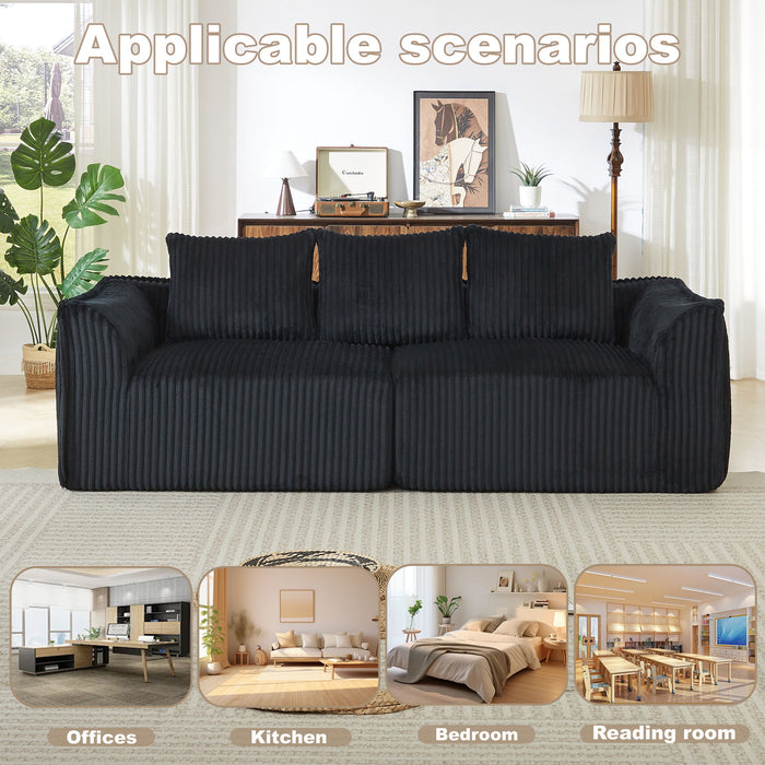 Minimalist 3 Seater Sofa With Curved Lines And Gently Sloped Backrest