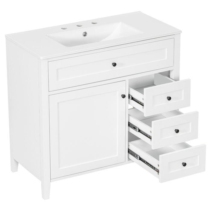 Bathroom Vanity With Sink, Cabinet With 3 Drawers And Adjustable Shelf