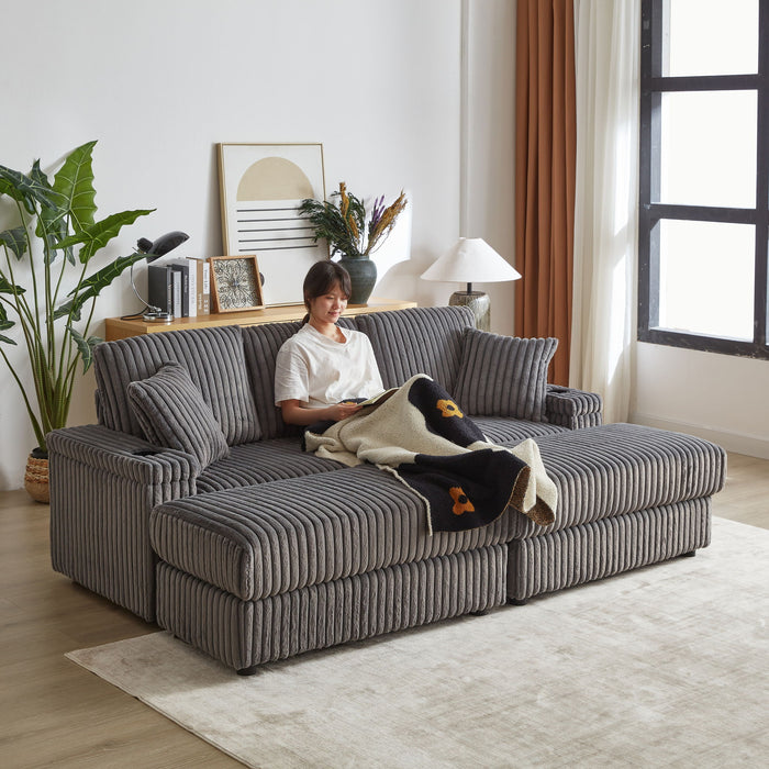 3 Seater Sofa With 2 Ottomans For Living Room