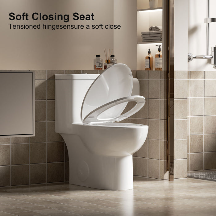 1 Piece Toilet With Tornado Flush, Soft Closing Seat