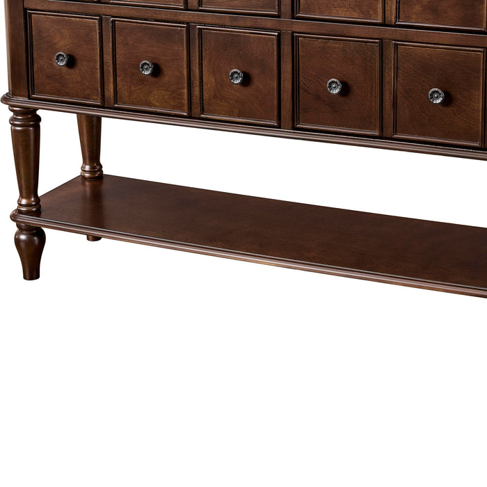 Console Table, Entryway Sofa Table With 4 Storage Drawers And Open Shelf - Espresso