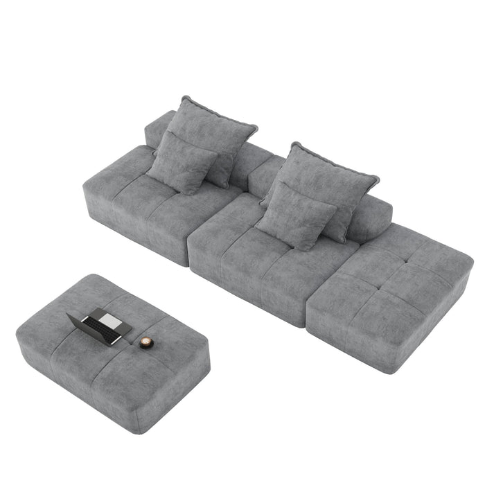 Modern Oversized, Modular Sectional Sofa With Pillows