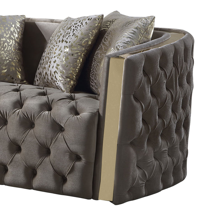 Naomi - Button Tufted Sofa - Taupe