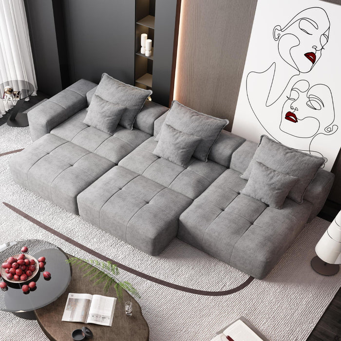 Modern Oversized, Modular Sectional Sofa With Pillows