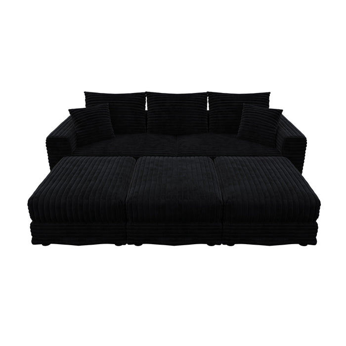 Convertible Deep Seat Sofa With Soft Pillows And Ottomans
