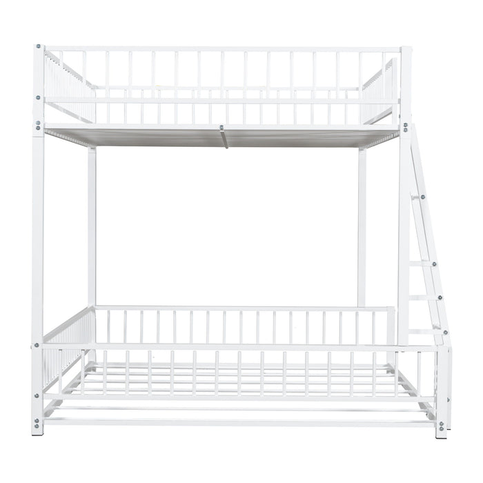 Bunk Bed Frame With Ladder And Safety Guardrails