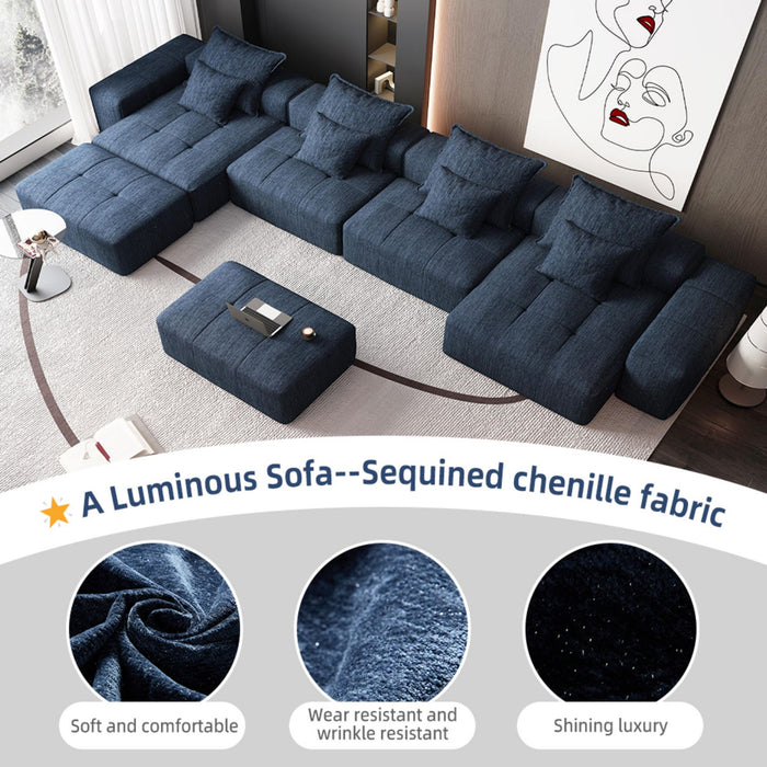 Modern Oversized Diy Combination Modular Sectional Sofa & Pillows