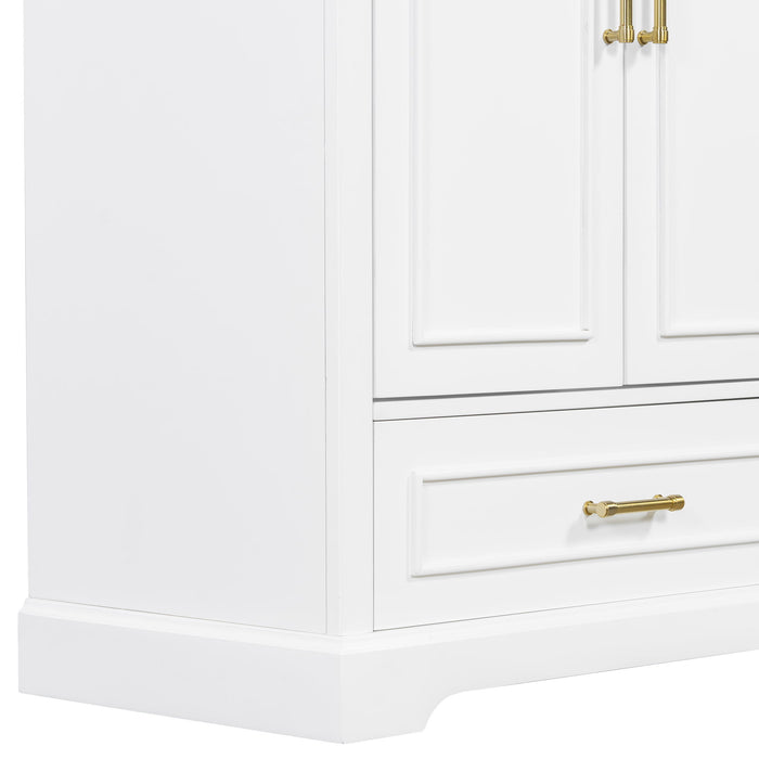 Bathroom Vanity With Sink, 1 Divided Drawer And 2 Soft Close Doors With Double Shelf