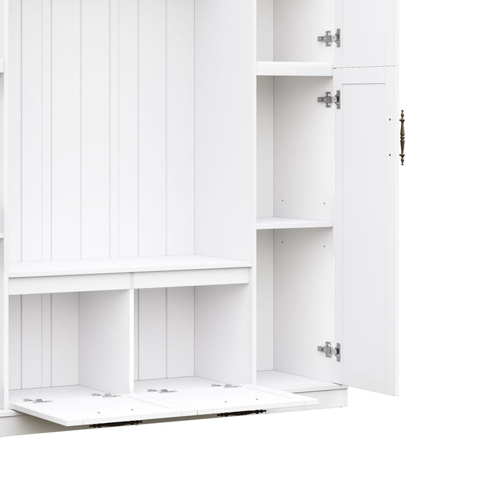 Hall Tree With 4 Side Cabinets