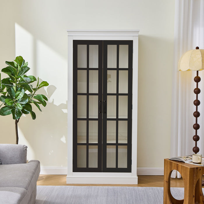 Rustic Style Display Cabinet With Glass Doors For Collectibles