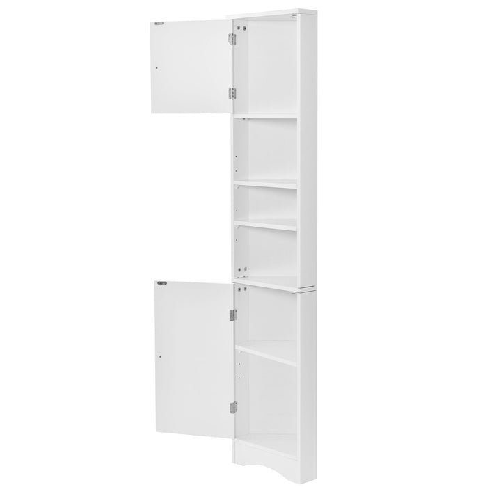 Multi Functional Corner Cabinet With Adjustable Shelves And 2 Doors