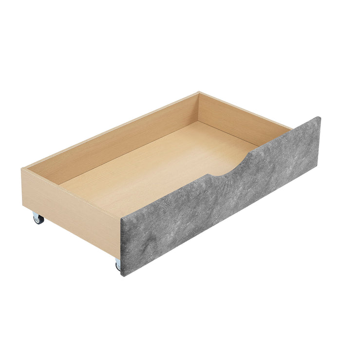 Upholstered Tufted Daybed With Drawers, Waved Arms