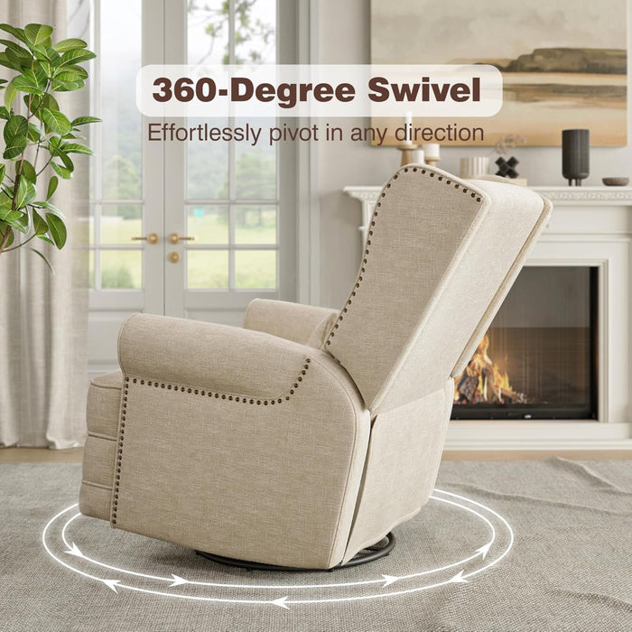 Extra Wide Swivel Recliner Glider Chair With Footrest