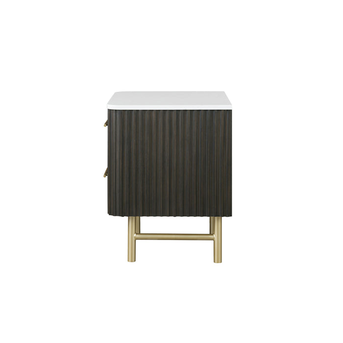 Clayten - Nightstand - Espresso / White Marble