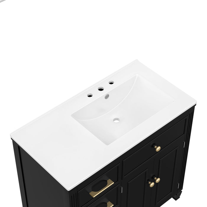 Bathroom Vanity With Sink, 1 Tip Out Drawer, 3 Side Drawers, Adjustable Shelf