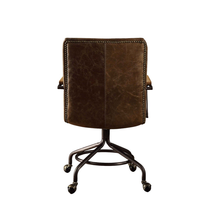 Harith - Vintage Top Grain Leather Office Chair - Brown
