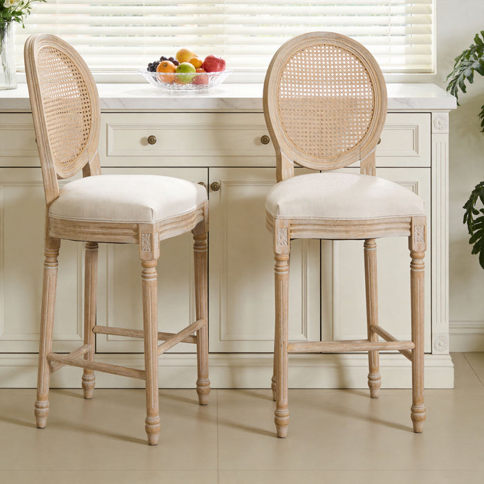 French Country Bar Chairs With Round Back (Set of 2)