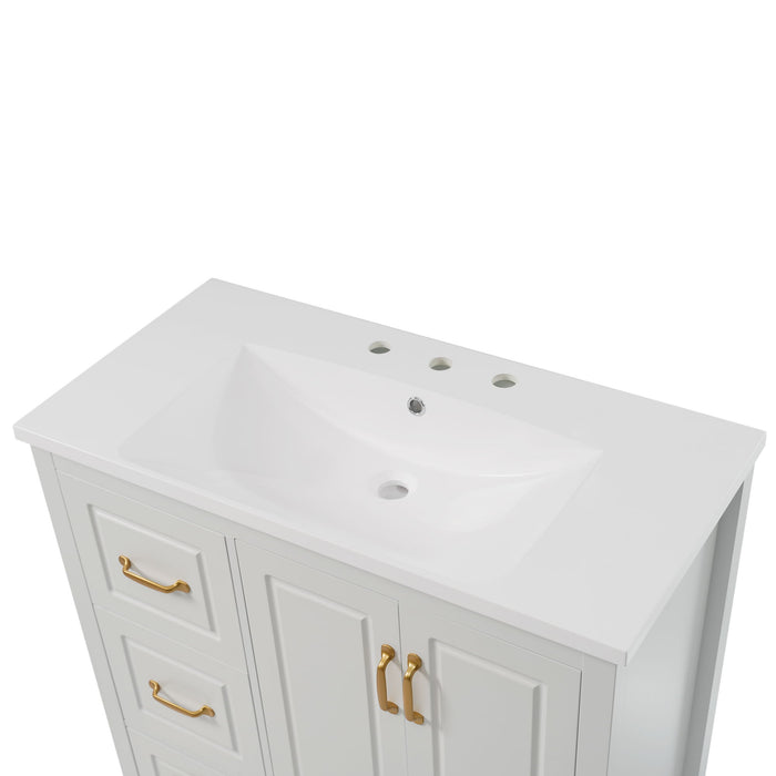 Bathroom Vanity With Sink, Soft Closing Doors & Drawers, Metal Handles