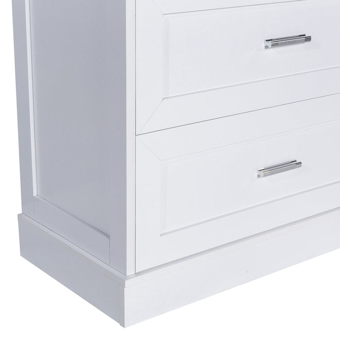 Tall Bathroom Storage Cabinet With 2 Doors And Drawers, Adjustable Shelf