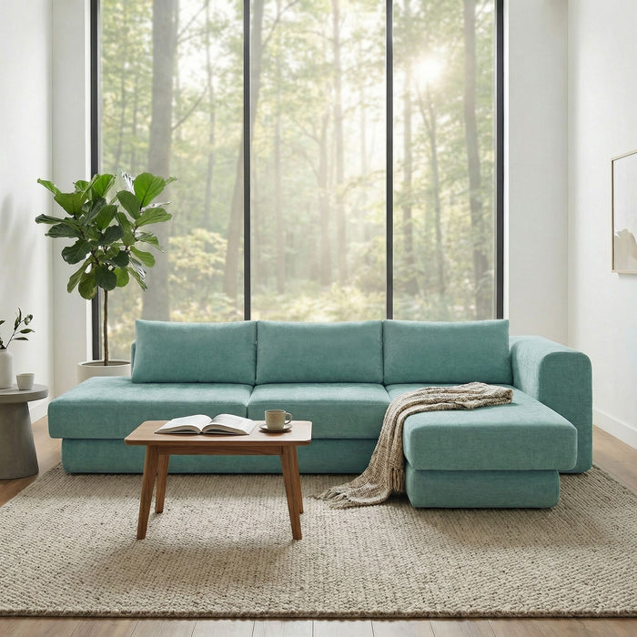 L-Shaped Modular Sofa With Double Layer Cushion