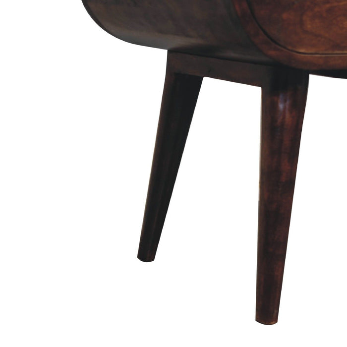 Nordic Circular Bedside Table With Open Slot - Walnut