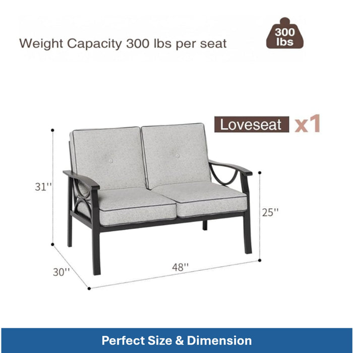 Patio Furniture Set, Coffee Table And Cushions For Backyard