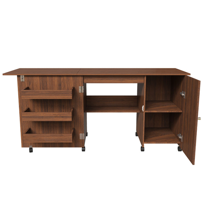 Foldable Sewing Table With Locking Casters