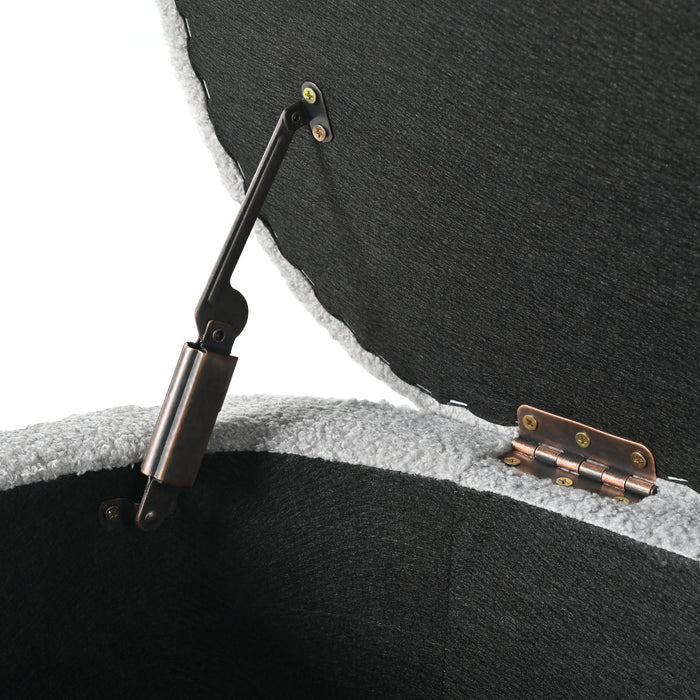 Upholstered Oval Storage Bench For Living Room