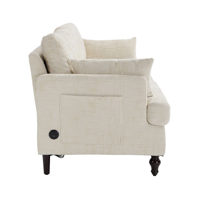 Chenille 2 Seater Sofa With LED Light, USB Charging Port, And Storage Bag