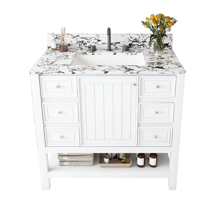 Bathroom Vanity Set With 3 Drawers And Storage Cabinet - White