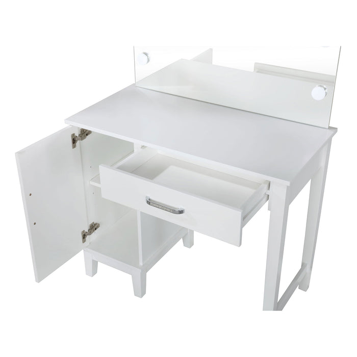 Elijah - Vanity Set With Lighting And Stool - White