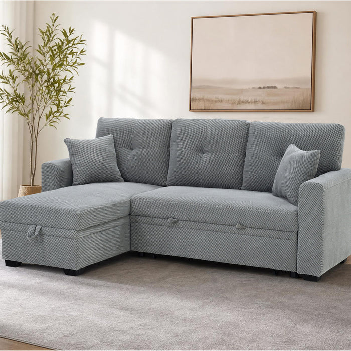 Sleeper Sectional With Pull Out Bed, Reversible Chaise