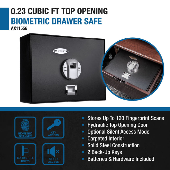0 23 Cu Ft Top Opening Biometric Security Safe - Black